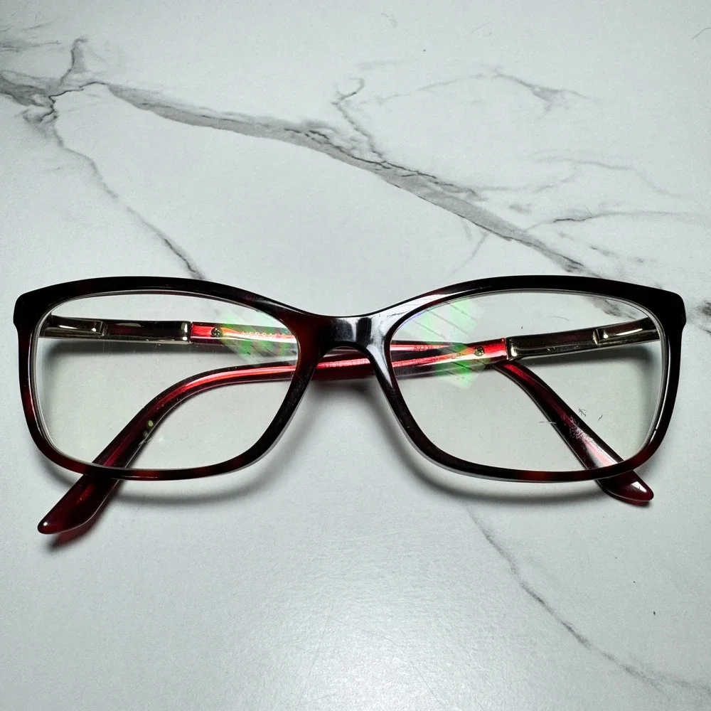 Versace Dark Red Havana Eyeglasses MOD 3186 5184 54-16-140 Rectangle Frames